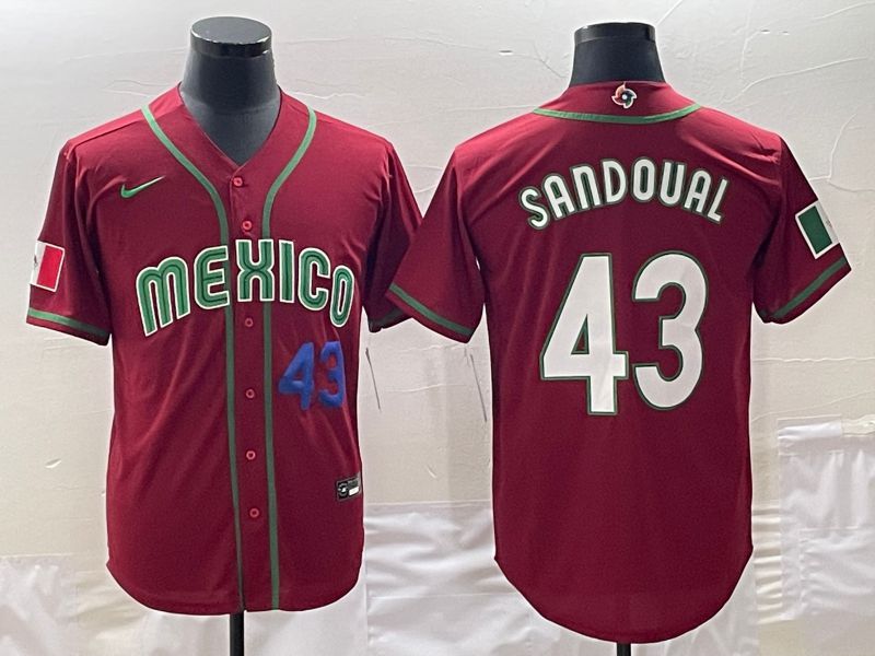 Men 2023 World Cub Mexico #43 Sandoual Red Nike MLB Jersey7->more jerseys->MLB Jersey